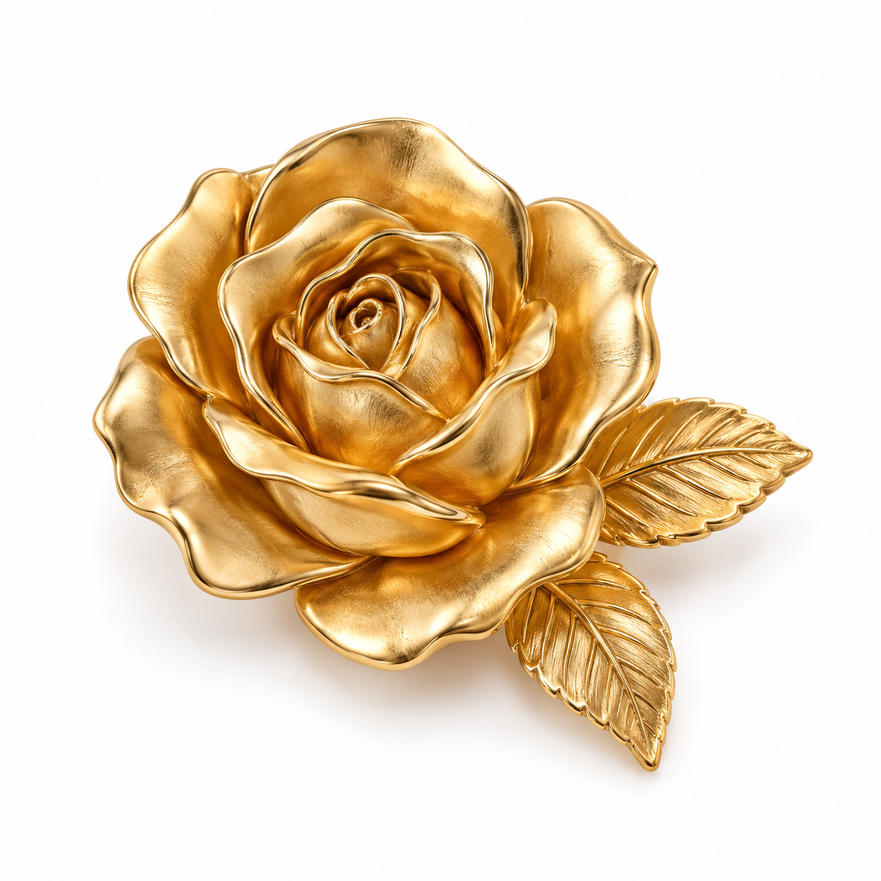 Illustration : Broche Rose métal doré