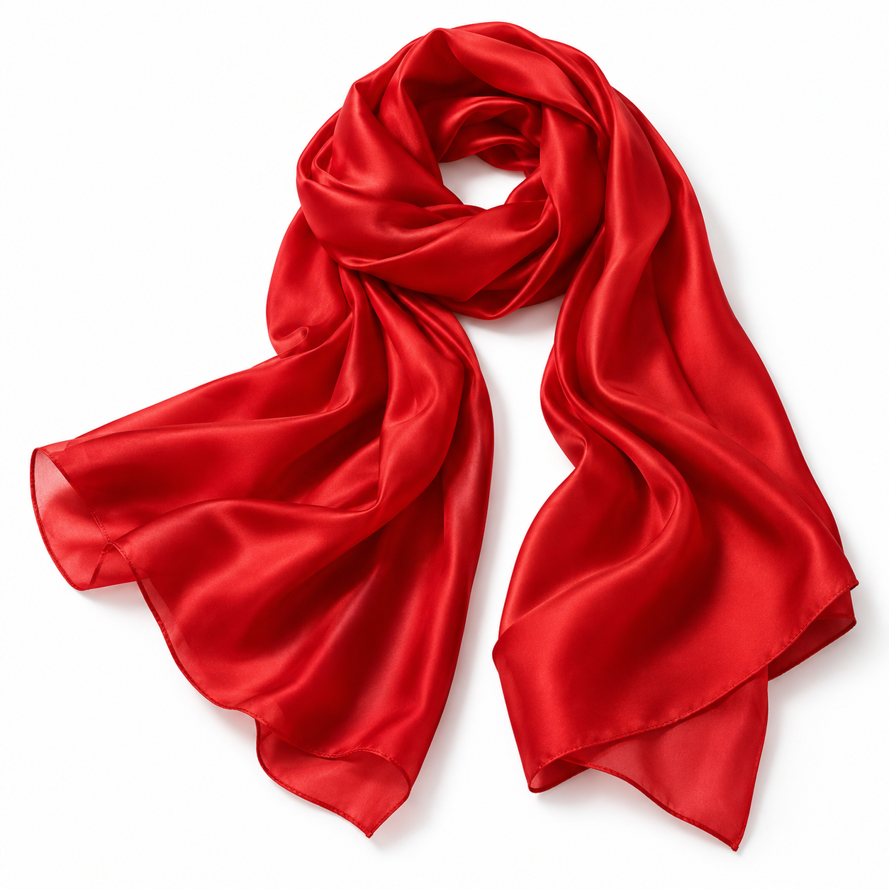 Illustration : Foulard en soie satinée Rouge